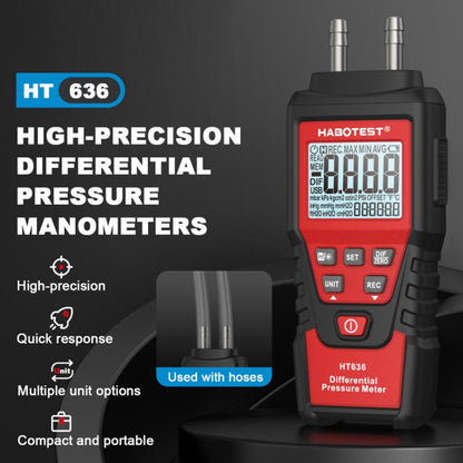HABOTEST HT636 Highly Precision Differential Pressure Gauge Digital Micropressure Tester - Current & Voltage Tester by HABOTEST | Online Shopping UK | buy2fix