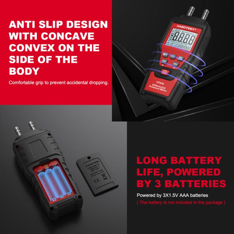 HABOTEST HT636 Highly Precision Differential Pressure Gauge Digital Micropressure Tester - Current & Voltage Tester by HABOTEST | Online Shopping UK | buy2fix