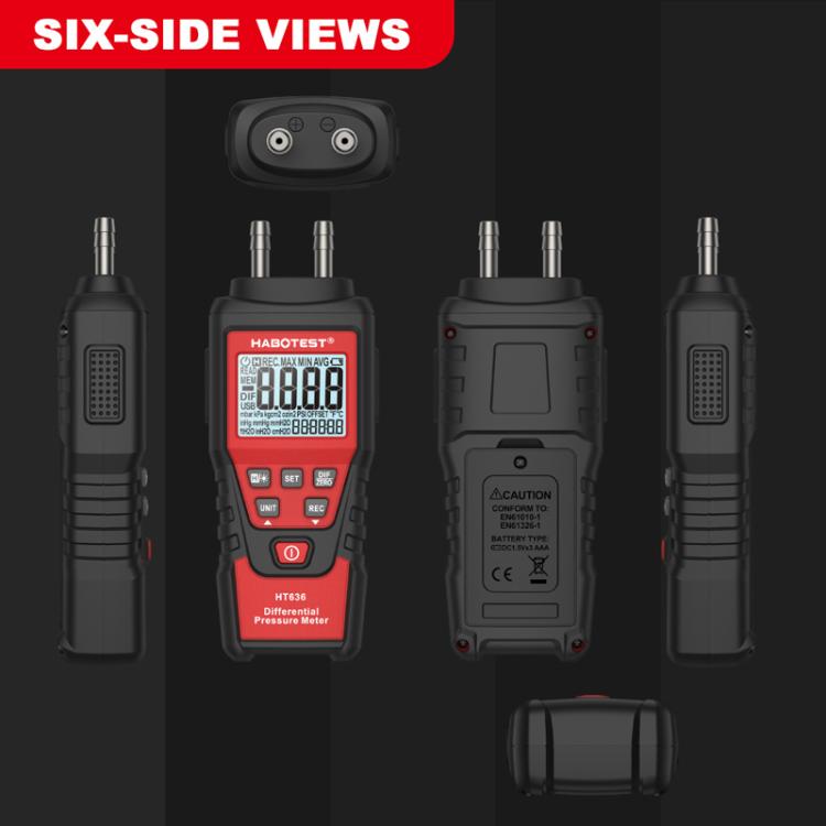 HABOTEST HT636 Highly Precision Differential Pressure Gauge Digital Micropressure Tester - Current & Voltage Tester by HABOTEST | Online Shopping UK | buy2fix