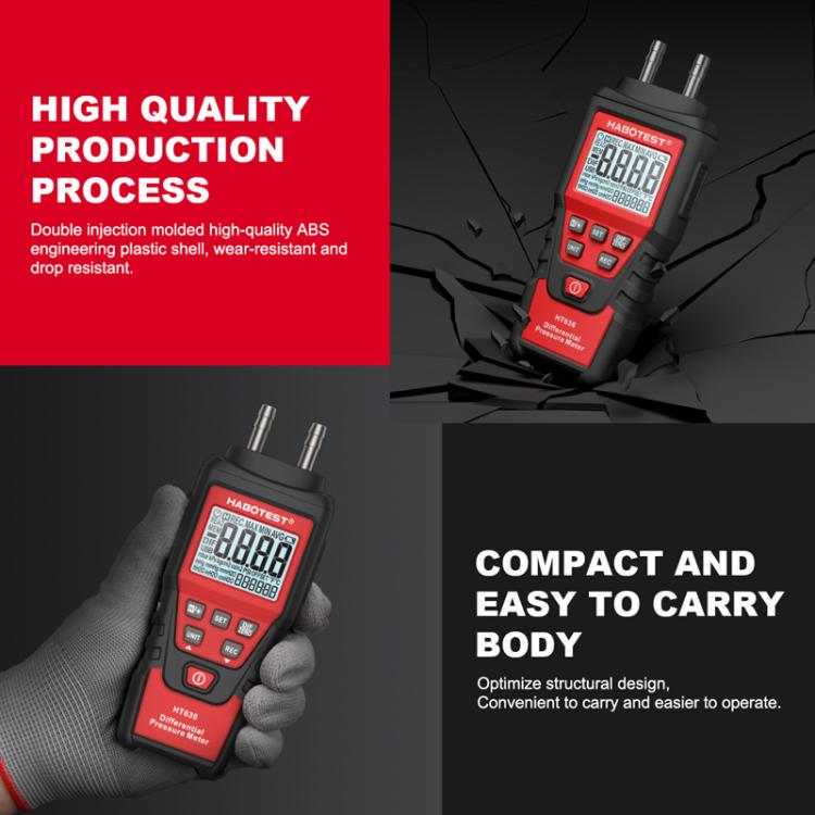 HABOTEST HT636 Highly Precision Differential Pressure Gauge Digital Micropressure Tester - Current & Voltage Tester by HABOTEST | Online Shopping UK | buy2fix