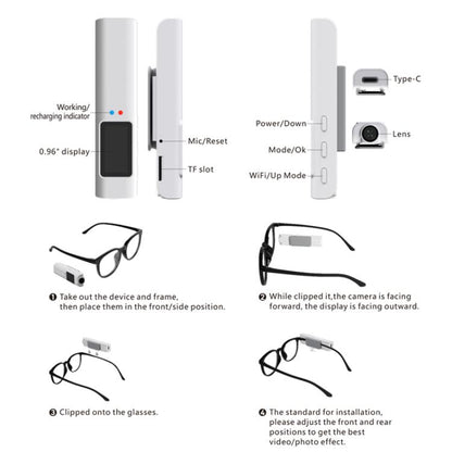 HD 2.7K FPV Eyeglasses Camera 0.96 inch IPS Color Screen Convenient Shooting - Video Cameras by buy2fix | Online Shopping UK | buy2fix
