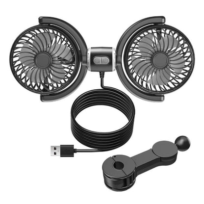 Car Brushless Motor Rear Headrest USB Double Head Fan(Black White) - Heating & Fans by buy2fix | Online Shopping UK | buy2fix