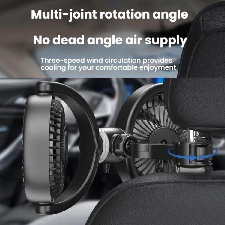 Car Brushless Motor Rear Headrest USB Double Head Fan(Black White) - Heating & Fans by buy2fix | Online Shopping UK | buy2fix