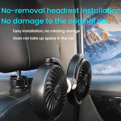 Car Brushless Motor Rear Headrest USB Double Head Fan(Black White) - Heating & Fans by buy2fix | Online Shopping UK | buy2fix