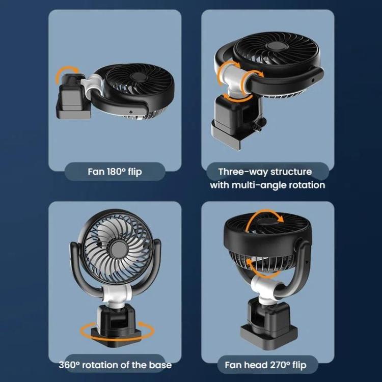 Car Three-way Folding Screen Corner Fan(Black White) - Heating & Fans by buy2fix | Online Shopping UK | buy2fix