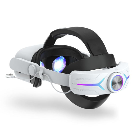 For Meta Quest 2 VR RGB Head Strap Adjustable Headband Built-in 8000 mAh Battery(Gaming White) - VR Accessories by buy2fix | Online Shopping UK | buy2fix