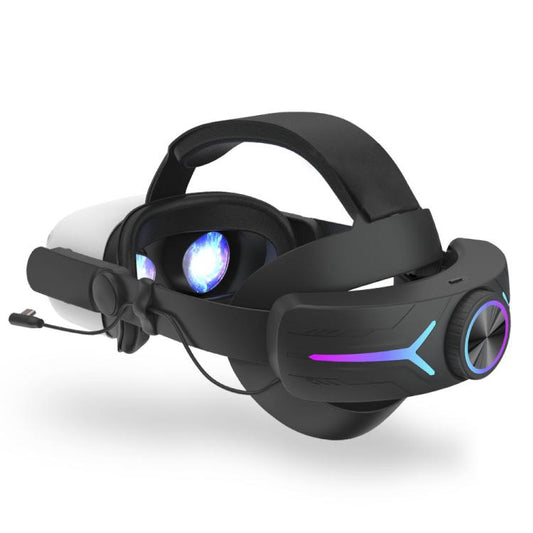For Meta Quest 2 VR RGB Head Strap Adjustable Headband Built-in 8000 mAh Battery(Gaming Black) - VR Accessories by buy2fix | Online Shopping UK | buy2fix
