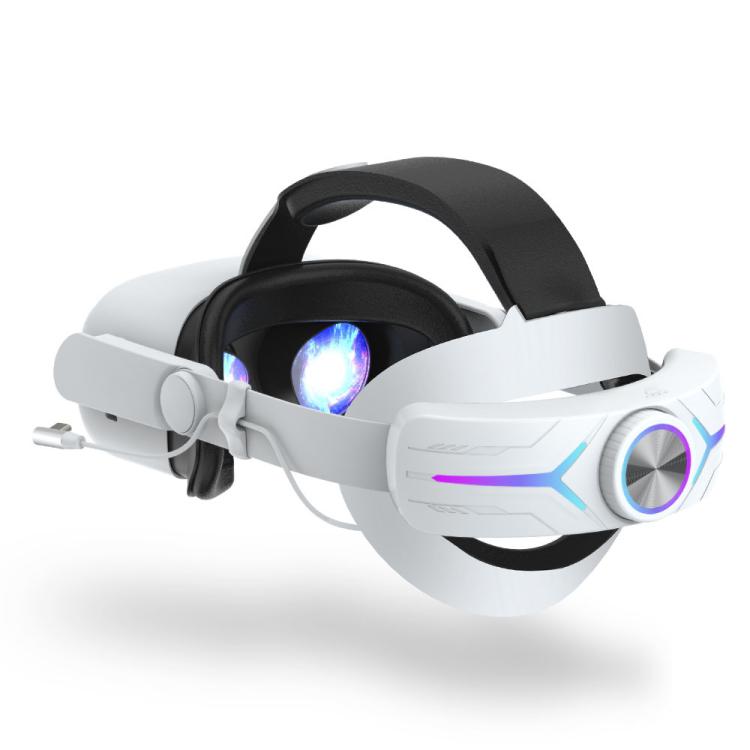 For Meta Quest 2 VR RGB Head Strap Adjustable Headband Built-in 8000 mAh Battery(White) - VR Accessories by buy2fix | Online Shopping UK | buy2fix