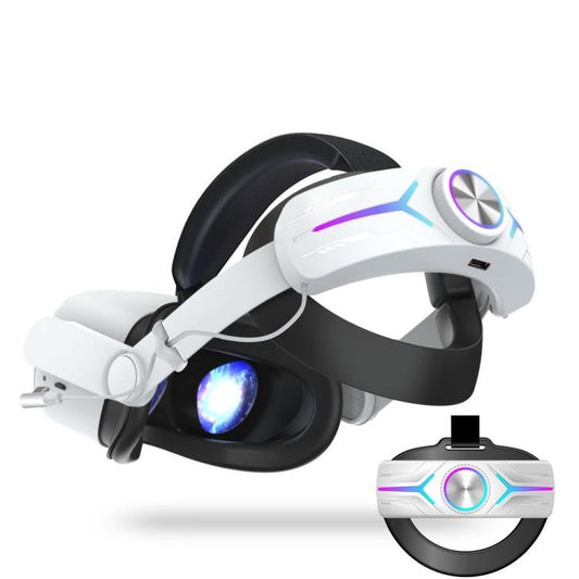 For Meta Quest 2 VR RGB Head Strap Adjustable Headband Built-in 8000 mAh Battery(Gaming Black) - VR Accessories by buy2fix | Online Shopping UK | buy2fix