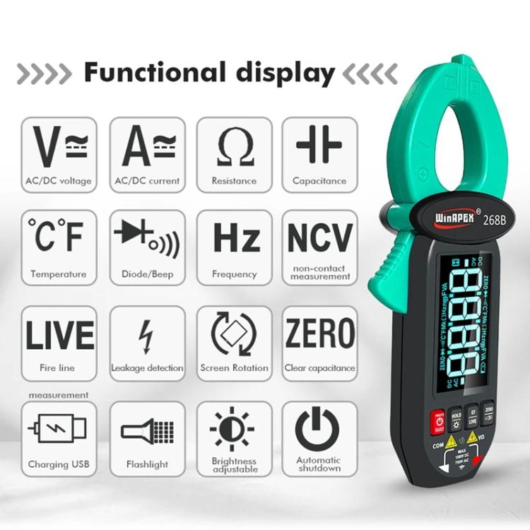 WINAPEX Clamp Meter High-precision AC / DC Voltage and Current Meter(268B) - Digital Multimeter by WINAPEX | Online Shopping UK | buy2fix