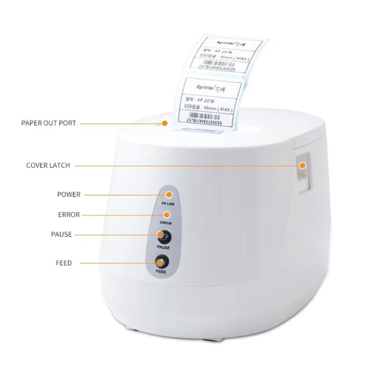 Xprinter XP-237B Barcode QR Code Supermarket Receipt Label Thermal Printer, Spec: USB+BT(UK Plug) - Receipt Printers by Xprinter | Online Shopping UK | buy2fix