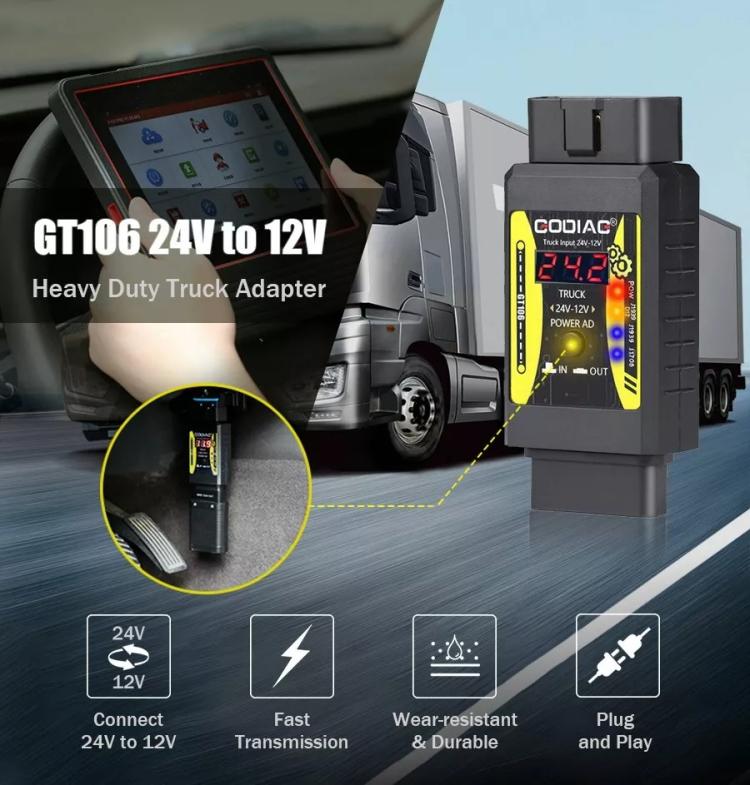 GODIAG GT106 PLUS 24V to 12V Heavy Duty Truck Adapter - Cables & Connectors by GODIAG | Online Shopping UK | buy2fix