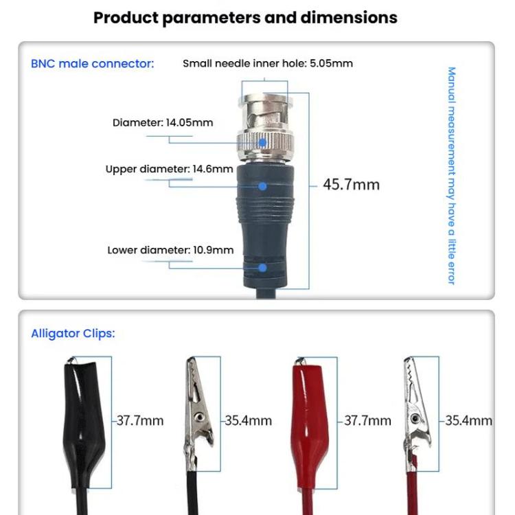BNC Male To 2 Crocodile Clip Oscilloscope Probe Cable Q9 Signal Test Cable, Length: 1.5m - Other Tester Tool by buy2fix | Online Shopping UK | buy2fix