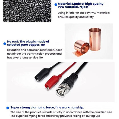 BNC Male To 2 Crocodile Clip Oscilloscope Probe Cable Q9 Signal Test Cable, Length: 1m - Other Tester Tool by buy2fix | Online Shopping UK | buy2fix