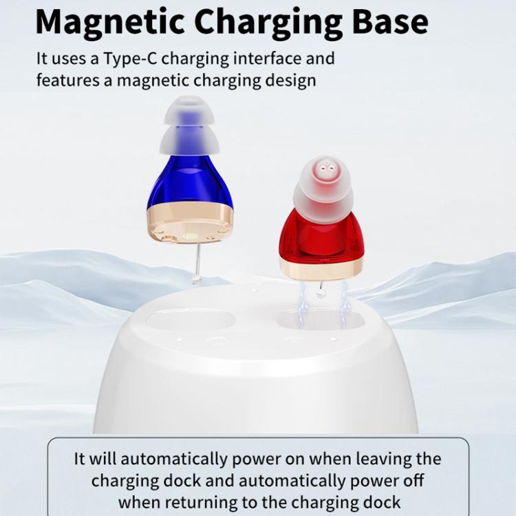 Portable Mini CIC Hearing Aid Invisible Rechargeable Sound Amplifier Collector(Red Blue Pairing) - Hearing Aids by buy2fix | Online Shopping UK | buy2fix
