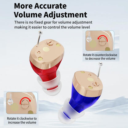 Portable Mini CIC Hearing Aid Invisible Rechargeable Sound Amplifier Collector(Red Blue Pairing) - Hearing Aids by buy2fix | Online Shopping UK | buy2fix