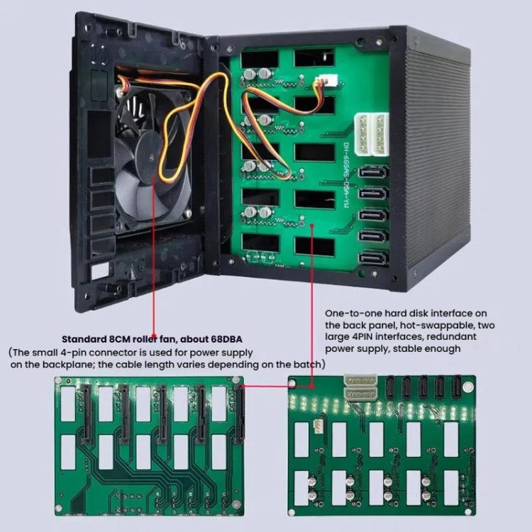 5-Bay Hot Swap Hard Drive Cage 3.5"/2.5" HDD/SSD Compatible For 3x5.25" Optical Drive Position - HDD Enclosure by buy2fix | Online Shopping UK | buy2fix