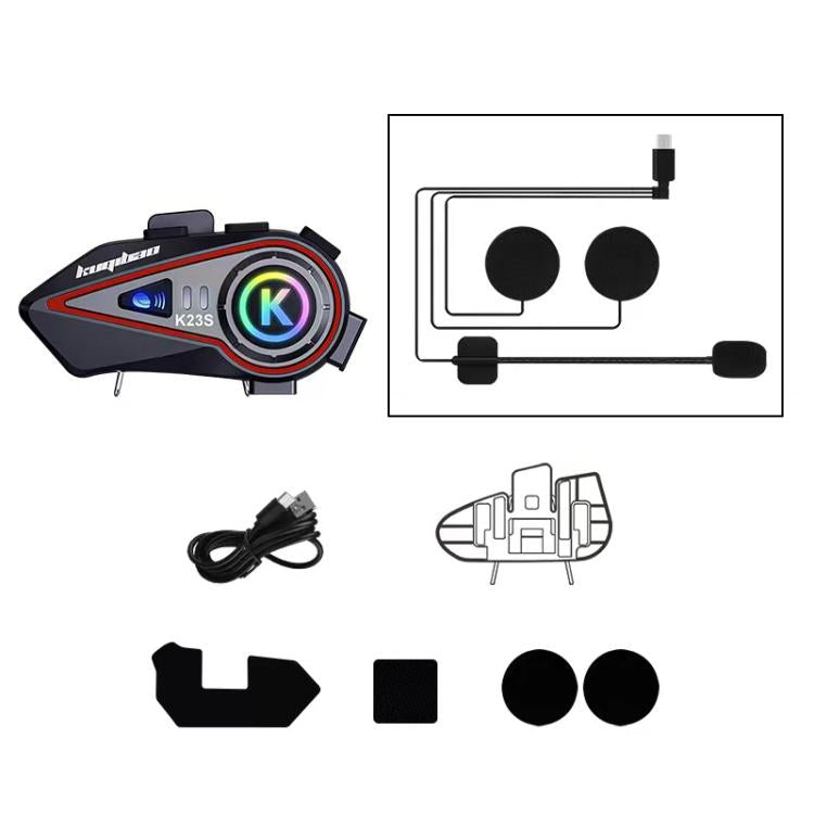 Kuqibao K23S Helmet Bluetooth Earphones 1000m Motorcycle Bluetooth-compatible 2 Person Intercom With Light Waterproof Headset(Hard Wheat) - Motorcycle Walkie Talkie by Kuqibao | Online Shopping UK | buy2fix