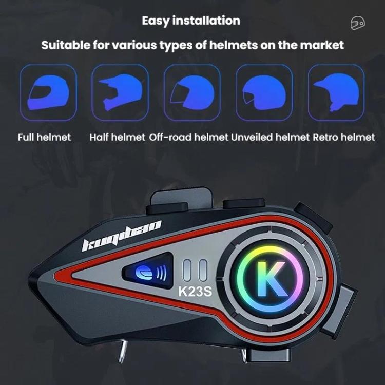 Kuqibao K23S Helmet Bluetooth Earphones 1000m Motorcycle Bluetooth-compatible 2 Person Intercom With Light Waterproof Headset(Soft Wheat) - Motorcycle Walkie Talkie by Kuqibao | Online Shopping UK | buy2fix