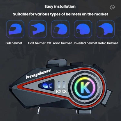 Kuqibao K23S Helmet Bluetooth Earphones 1000m Motorcycle Bluetooth-compatible 2 Person Intercom With Light Waterproof Headset(Hard Wheat) - Motorcycle Walkie Talkie by Kuqibao | Online Shopping UK | buy2fix