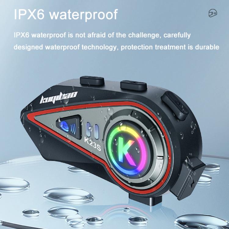 Kuqibao K23S Helmet Bluetooth Earphones 1000m Motorcycle Bluetooth-compatible 2 Person Intercom With Light Waterproof Headset(Hard Wheat) - Motorcycle Walkie Talkie by Kuqibao | Online Shopping UK | buy2fix