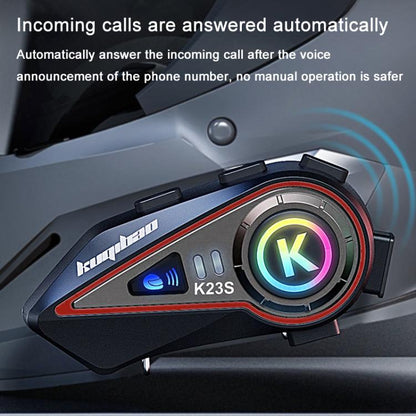 Kuqibao K23S Helmet Bluetooth Earphones 1000m Motorcycle Bluetooth-compatible 2 Person Intercom With Light Waterproof Headset(Soft Wheat) - Motorcycle Walkie Talkie by Kuqibao | Online Shopping UK | buy2fix