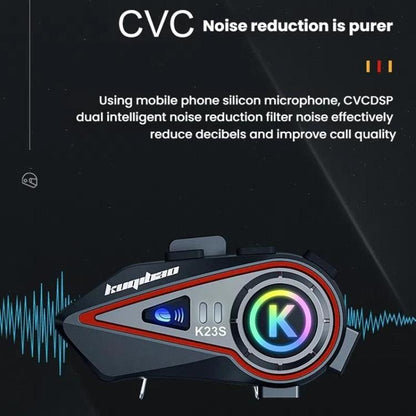 Kuqibao K23S Helmet Bluetooth Earphones 1000m Motorcycle Bluetooth-compatible 2 Person Intercom With Light Waterproof Headset(Hard Wheat) - Motorcycle Walkie Talkie by Kuqibao | Online Shopping UK | buy2fix