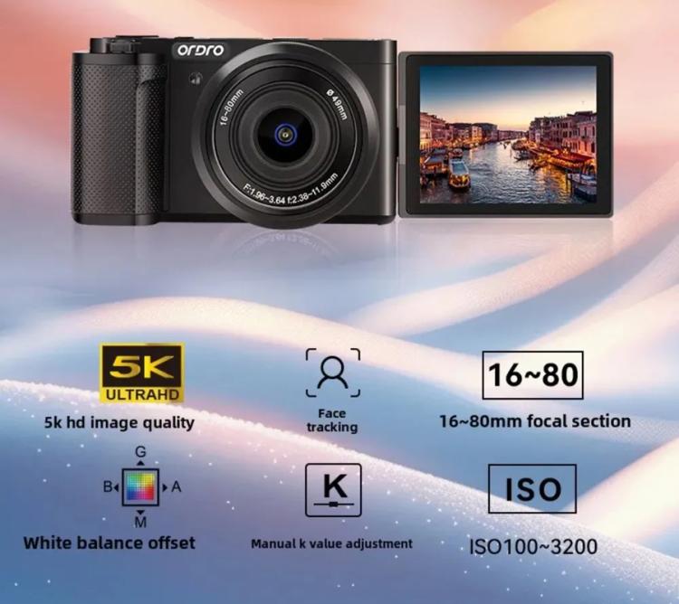Ordro G930 8.0MP 5K CCD Digital Camera 5X Optical Zoom & Wide-Angle 3.2" Touch Screen Vlogging Camera(White) - Video Cameras by Ordro | Online Shopping UK | buy2fix