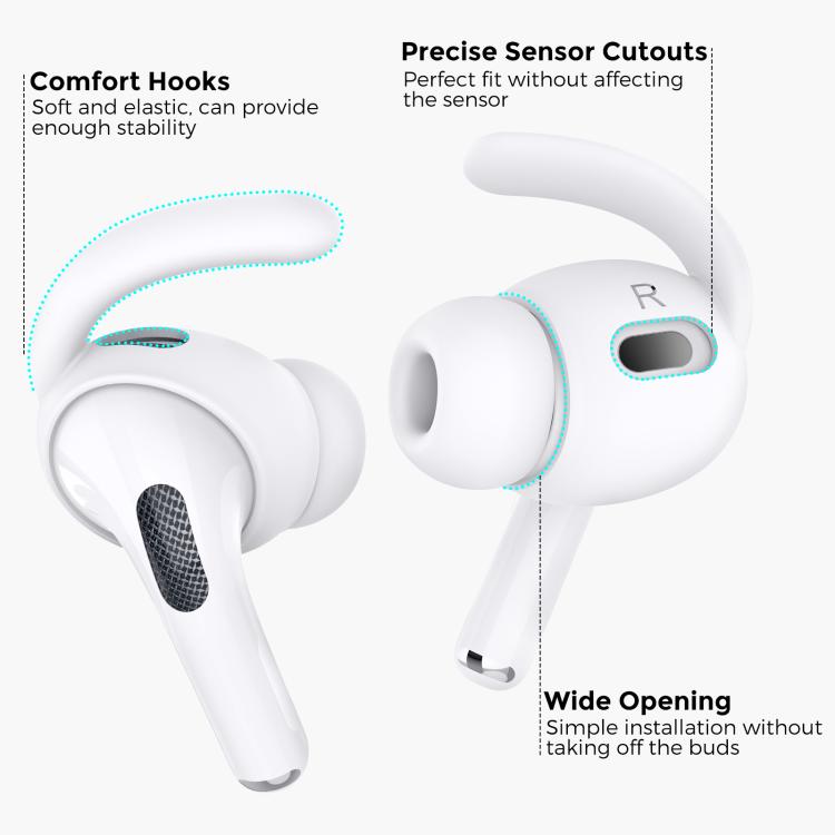 For AirPods Pro 2 AhaStyle PT189 1pair Ear Caps Silicone Anti-Lost and Non-Slip Ear Hooks(White Small) - Anti-dust & Ear Caps by AhaStyle | Online Shopping UK | buy2fix