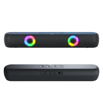 T-WOLF B320 TWS RGB Bluetooth 5.0 Speaker Desktop Soundbar Subwoofer Support USB / AUX / TF / FM(Black) - Desktop Speaker by T-WOLF | Online Shopping UK | buy2fix