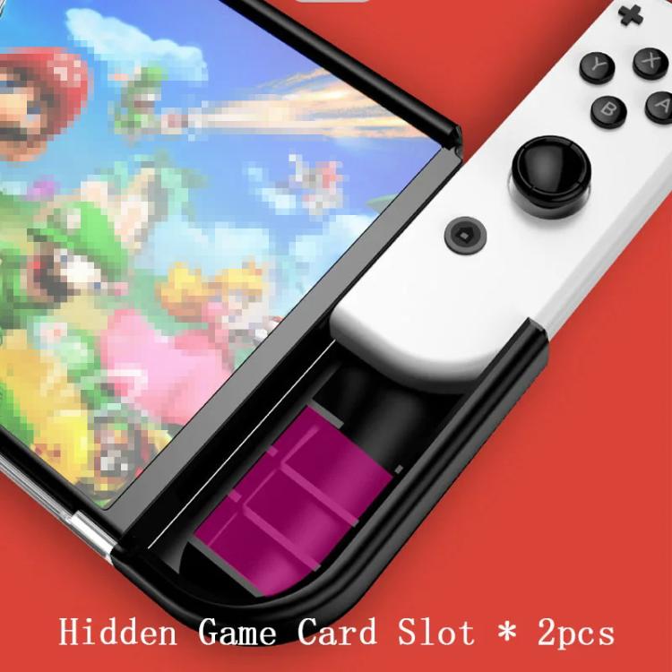 For Switch OLED Console TPU Protective Cover Integrated Shell With 2 Game Card Slots(Black) - Cases by buy2fix | Online Shopping UK | buy2fix