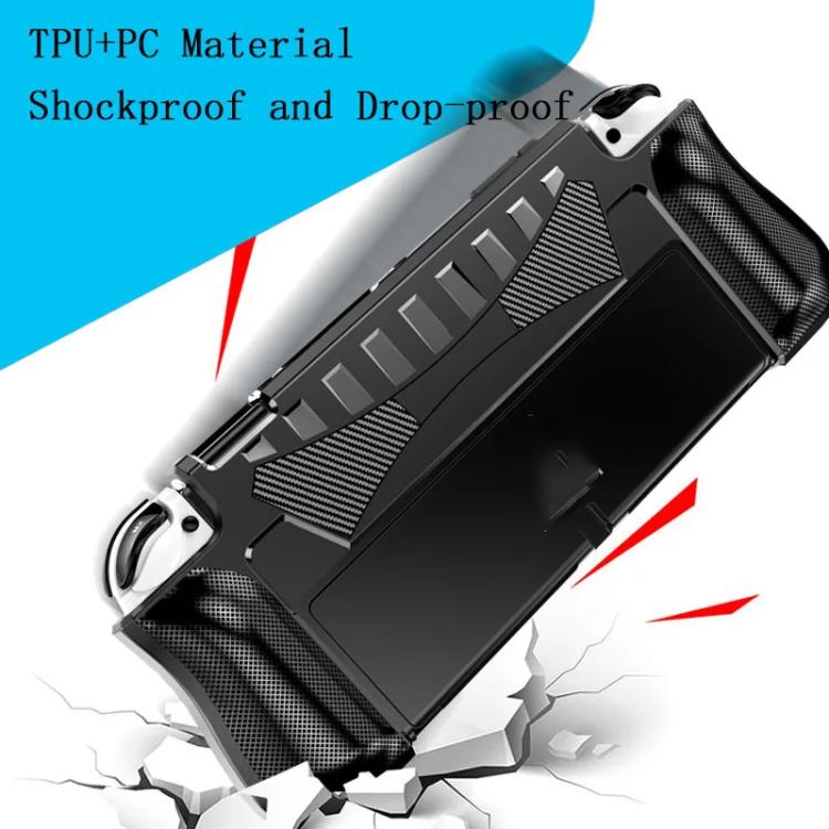 For Switch OLED Console TPU Protective Cover Integrated Shell With 2 Game Card Slots(Black) - Cases by buy2fix | Online Shopping UK | buy2fix