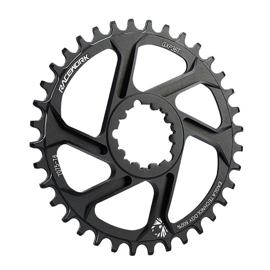 RACEWORK 7075-T6 For SRAM Mountain Bike Single Plate Round Bicycle Sprocket, Spec: 6mm 36T