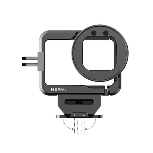 For GoPro HERO12 Black /11 Black /10 Black /9 Black HEPAIL C-G12 Metal Rabbit Cage With Dual Cold Shoe Connector - Metal Cases by HEPAIL | Online Shopping UK | buy2fix