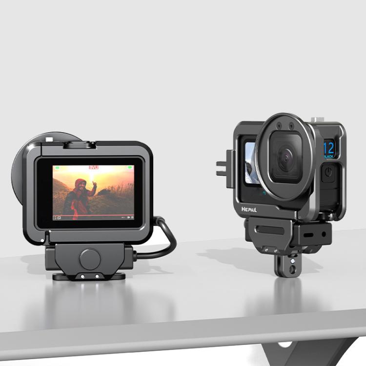 For GoPro HERO12 Black /11 Black /10 Black /9 Black HEPAIL C-G12 Metal Rabbit Cage With Dual Cold Shoe Connector - Metal Cases by HEPAIL | Online Shopping UK | buy2fix