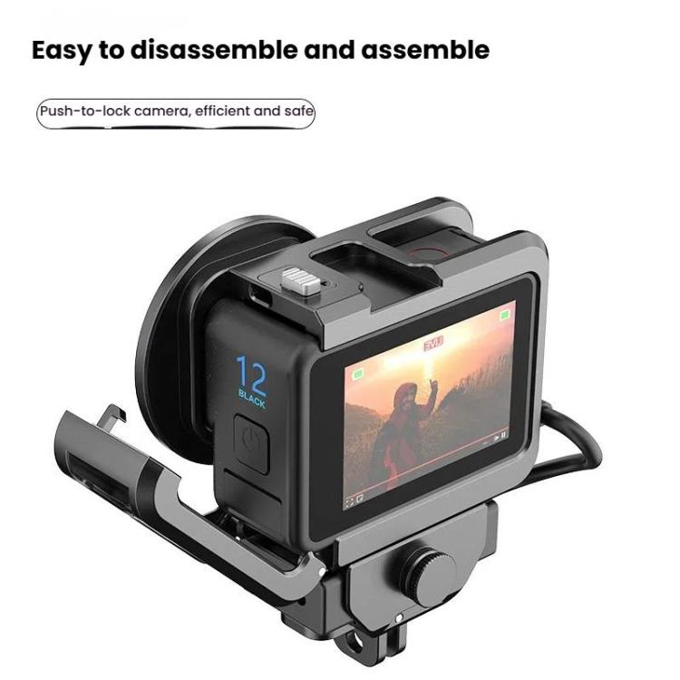 For GoPro HERO12 Black /11 Black /10 Black /9 Black HEPAIL C-G12 Metal Rabbit Cage With Dual Cold Shoe Connector - Metal Cases by HEPAIL | Online Shopping UK | buy2fix