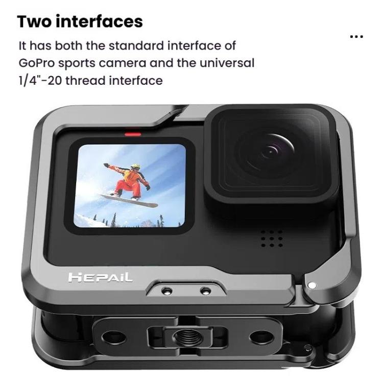 For GoPro HERO12 Black /11 Black /10 Black /9 Black HEPAIL C-G12 Metal Rabbit Cage With Dual Cold Shoe Connector - Metal Cases by HEPAIL | Online Shopping UK | buy2fix