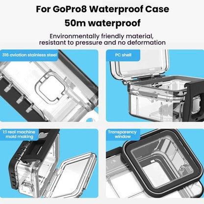 TELESIN For GoPro HERO8 Black 50m Waterproof Protective Case Diving Case Sports Camera Accessories(Transparent) - Waterproof Cases by TELESIN | Online Shopping UK | buy2fix