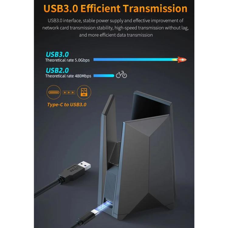 COMFAST CF-987BE Tri-band 6500Mbps WiFi7 USB 3.0 Wireless Network Adapter - USB Network Adapter by COMFAST | Online Shopping UK | buy2fix
