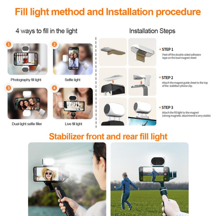 For DJI / Zhiyun Handheld Gimbal Stabilizer Fill Light Magnetic LED Photography Lamp Mobile Phone Fill Light, Model: XJ97 One Lamp - Selfie Light by buy2fix | Online Shopping UK | buy2fix