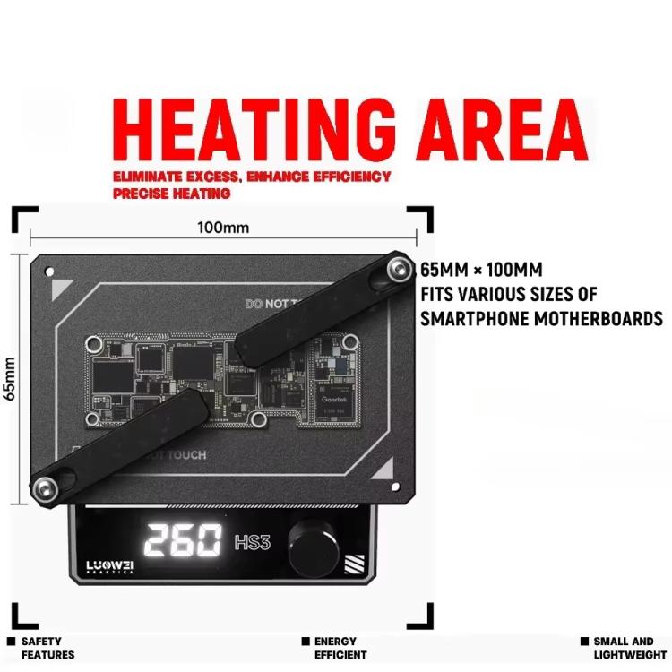 LUOWEI HS3 Universal Preheating Heating Station Layered Lamination Tinning Degumming Heating Station EU Plug - Repair Platform by LUOWEI | Online Shopping UK | buy2fix