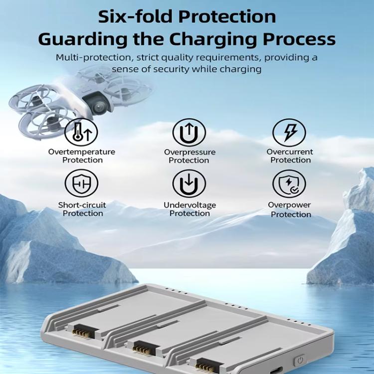 For DJI Neo Battery LKTOP Three-Way Charger 65W Fast Charging Hub(Gray) - Other by LKTOP | Online Shopping UK | buy2fix