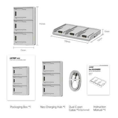 For DJI Neo Battery LKTOP Three-Way Charger 65W Fast Charging Hub(Gray) - Other by LKTOP | Online Shopping UK | buy2fix