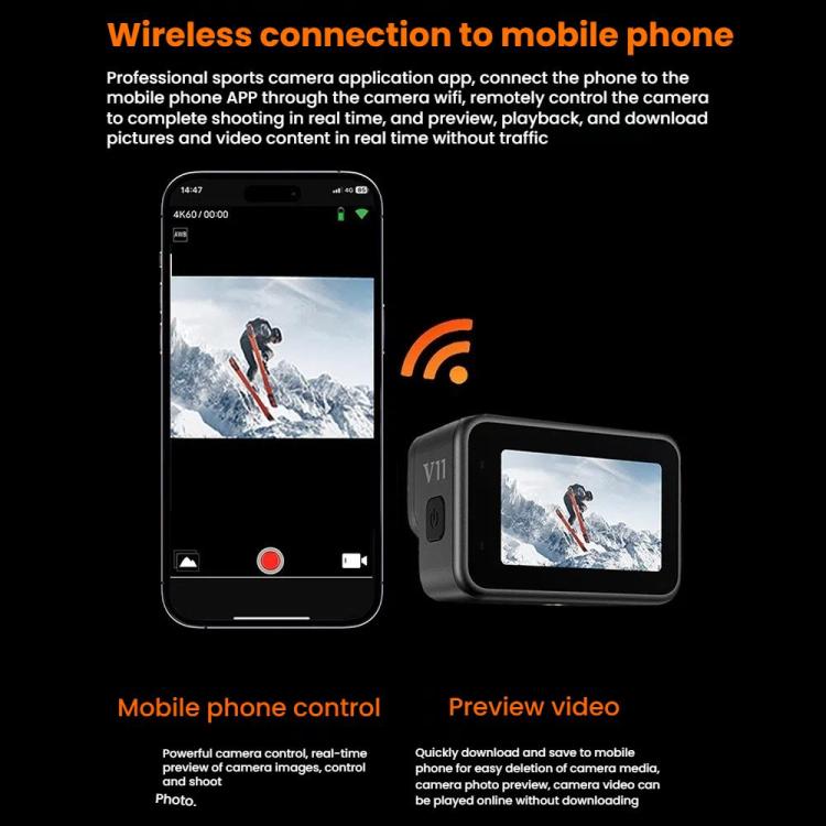 VIRAN V11 Dual-Color Screen 5K HD IP68 Waterproof Six-Axis Anti-Shake Sports Camera(Black) - Sports Camera by VIRAN | Online Shopping UK | buy2fix