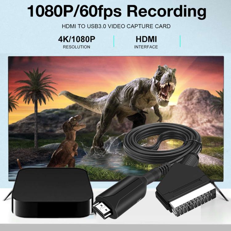 HDMI To SCART Converter For Set-Top Boxes Game Consoles Audio Video(Black) - Converter by buy2fix | Online Shopping UK | buy2fix