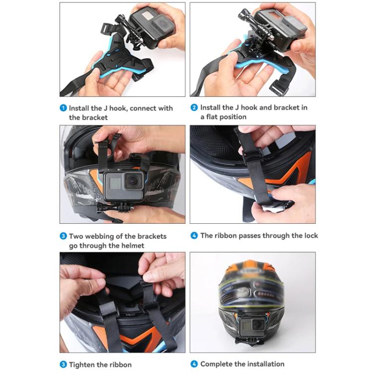 TELESIN Sports Camera Motorcycle Helmet Chin Mount Bracket For GoPro HERO Series / DJI Osmo Action / Insta360, Spec: Holder + J-Buckle - Helmet Mount by TELESIN | Online Shopping UK | buy2fix