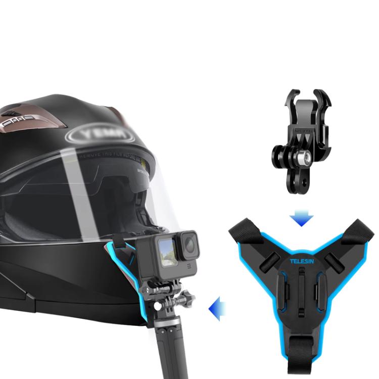 TELESIN Sports Camera Motorcycle Helmet Chin Mount Bracket For GoPro HERO Series / DJI Osmo Action / Insta360, Spec: Holder + J-Buckle - Helmet Mount by TELESIN | Online Shopping UK | buy2fix