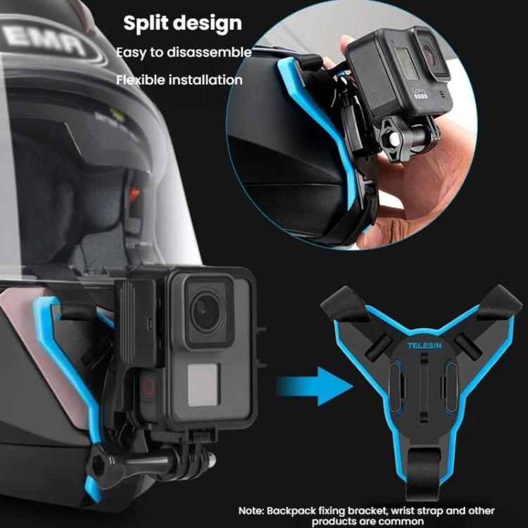TELESIN Sports Camera Motorcycle Helmet Chin Mount Bracket For GoPro HERO Series / DJI Osmo Action / Insta360, Spec: Holder + J-Buckle - Helmet Mount by TELESIN | Online Shopping UK | buy2fix