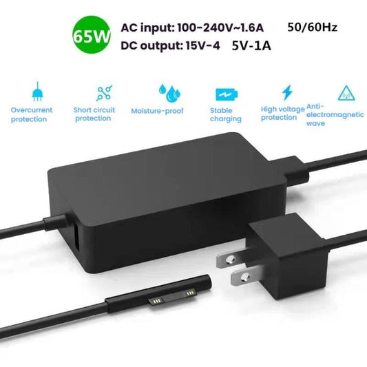For Microsoft Surface Laptop 65W 15V 4A Fast Charger With 5V 1A  USB-A Port AC Adapter EU Plug - For Microsoft by buy2fix | Online Shopping UK | buy2fix