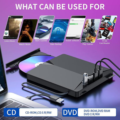 USB3.0 / Type-C External Removable Optical Drive DVD / CD Multi-Interface Writer(Black) - Rewritable Drive by buy2fix | Online Shopping UK | buy2fix